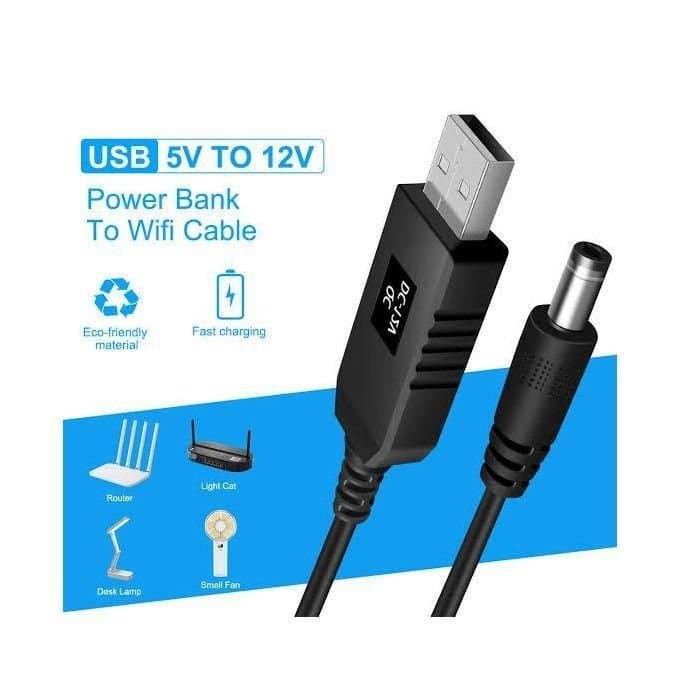 Usb Power Power USB To DC Cable WiFi To Router Powerbank Cord Cable DC 5V To 12V USB Cable Converter Wifi Router (12V)