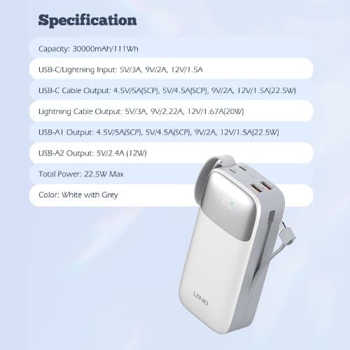 LDNIO 30000mAh Power Bank