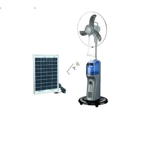 16" Rechargeable Mist Fan With Remote,usb Charging Port + 20w Solar Panel