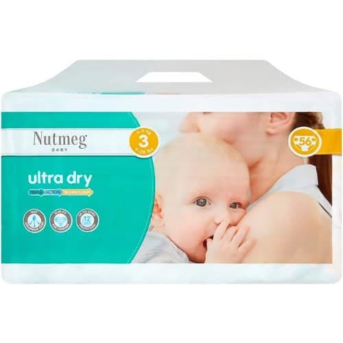 Nutmeg Ultra Dry Nappies Size 3 - 56-pack