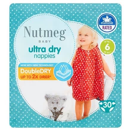 Nutmeg - Ultra Dry Nappies Size 6 - 30 Pack