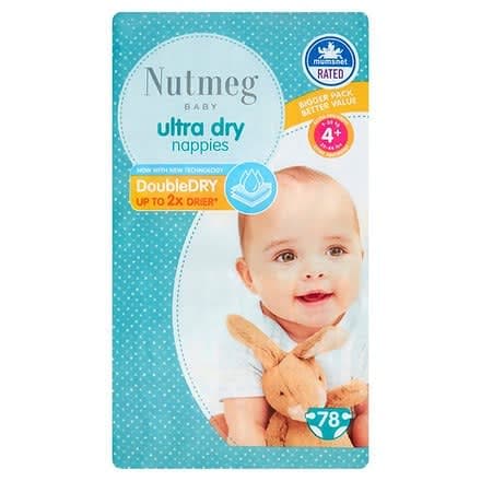 Nutmeg - Ultra Dry Nappies - Size 5 - 78 Pack