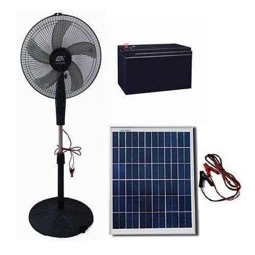 16'' Rechargeable DC Fan - 20W Solar Panel - 7Ah Battery- Lasts 24hrs
