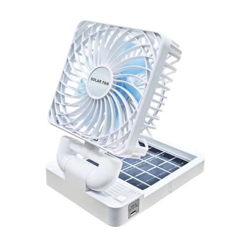 Solar And Usb Rechargeable Fan / Solar Fan - White