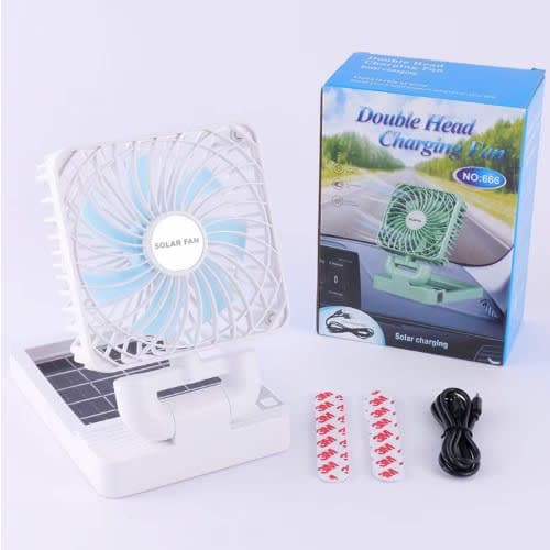 Solar And Usb Rechargeable Fan / Solar Fan - White