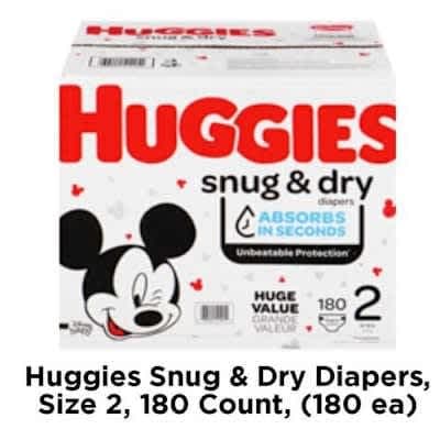 Huggies Snub And Dry Diapers -2-180 Count