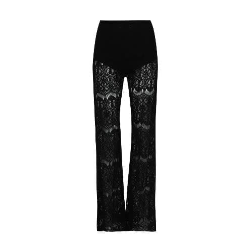 Beach Wear Clubwear See-through High Waist Lace Hollow Out Trousers Wide Pants Outfit