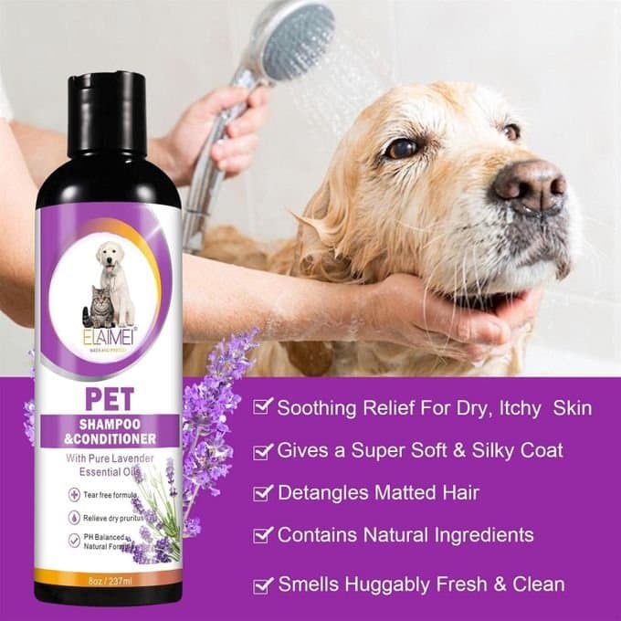 ELAIMEI Pet Shampoo Conditioner Anti-Itching & Odour Control Shampoo - Pet Hair Softening Shampoo Pet Shower Gel For Puppy Dog - Cat Shower Soap Dog Shampoo Body Wash Pet Cleaning Bath Gel - 237ML