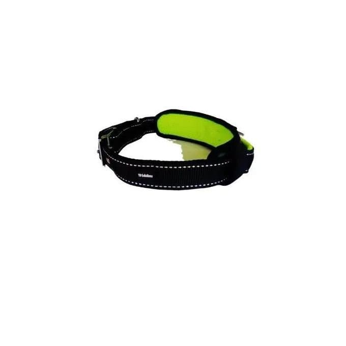 TD Dog Collar Authentic Adjustable Mesh Padded Reflective -Lemon Green - 3.0cm