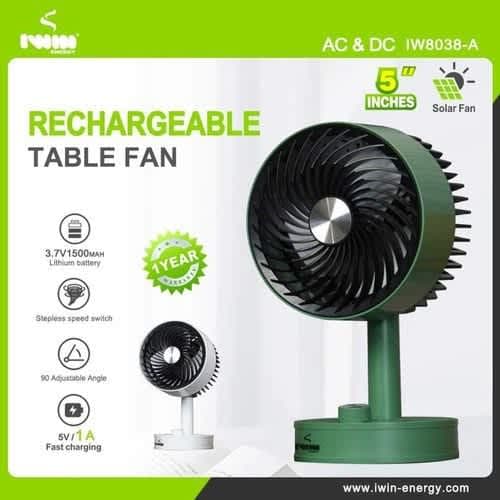 Iwin 8" Energy Rechargeable Table Fan