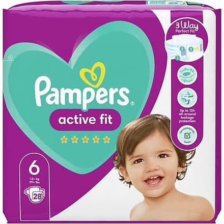 Active Fit Nappies - Size 6 - 13kg+ Essential Pack - 28-pack