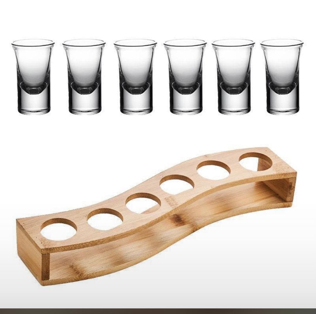 6 Holes Tequila Rack - Brown (1pc) without glasses